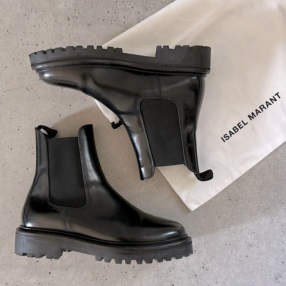Isabel Marant black patent leather Chelsea boot, size 39 EUR = 8/8.5 US